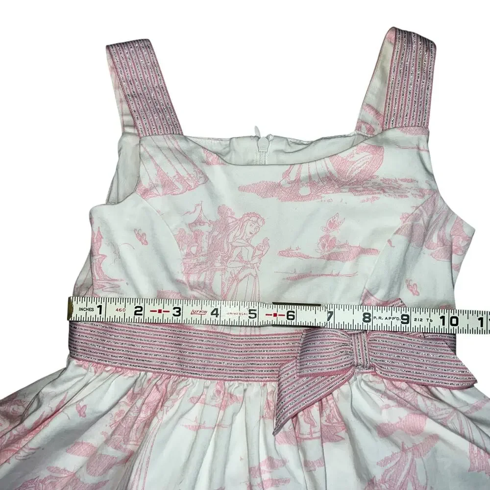Disney Princess Aurora Pink Toile Twirl party  Dress storybook castle Girls sz 5